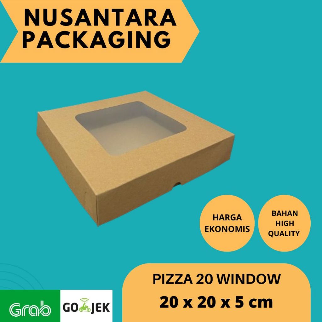 BOX PIZZA 20x20x5 WINDOW / DUS KRAFT - JENDELA / WINDOW