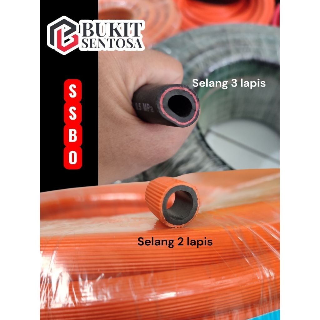 Selang LPG / Selang Kompor Gas 900 PSI Merk SSBO 2 lapis dan 3 lapis Meteran