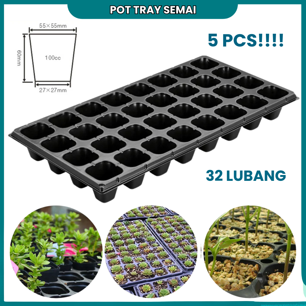Pot Semai Benih Bibit Tanaman 5 Pcs Tray Tanam Bibit Sayuran / Tray Semai 32 Lubang