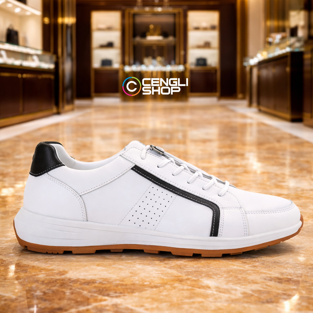 PLAYBOY WHITE SMART CASUAL Sepatu Sneaker Kulit Pria Original Putih PL52