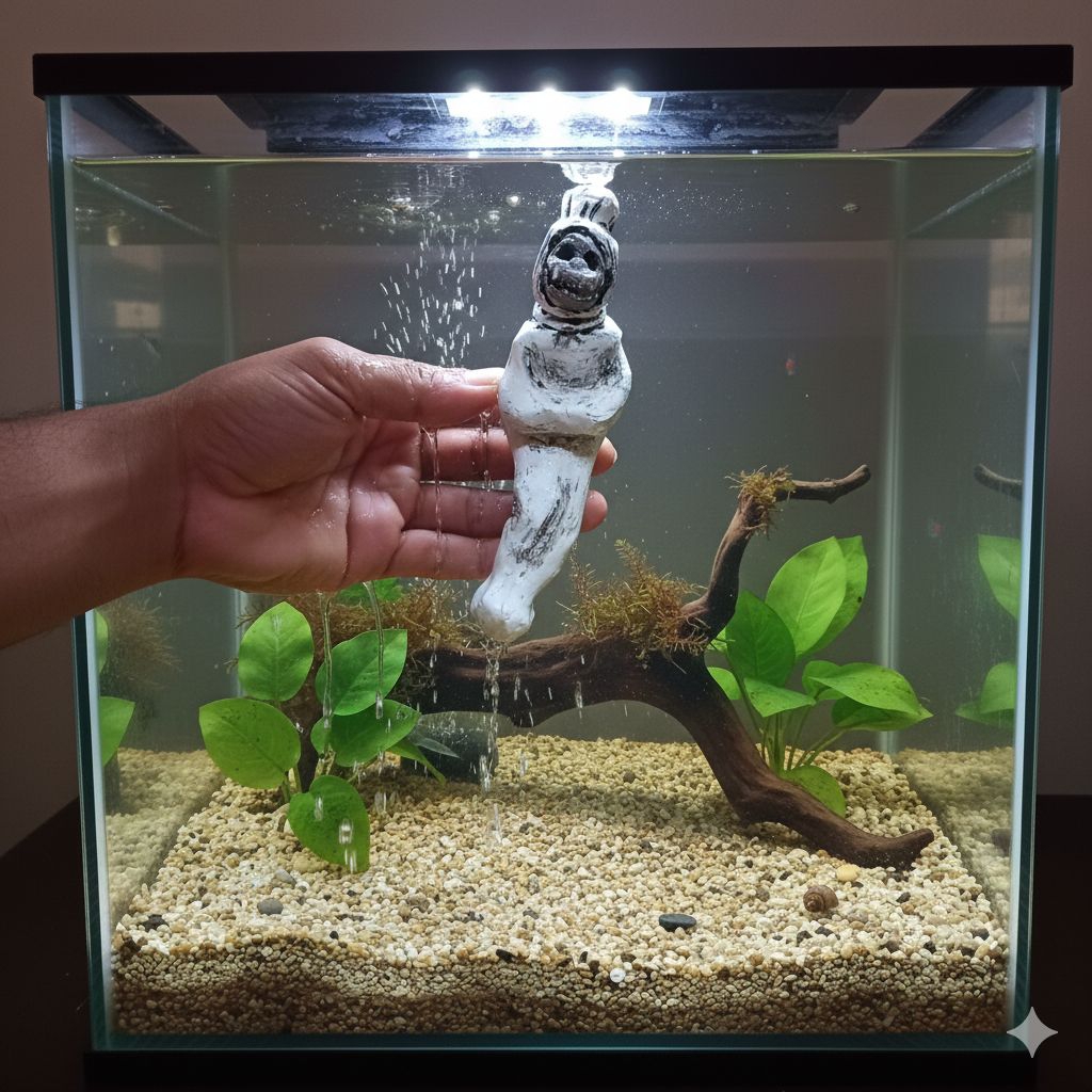 dekorasi pocong setan tengkorak-hiasan aquarium