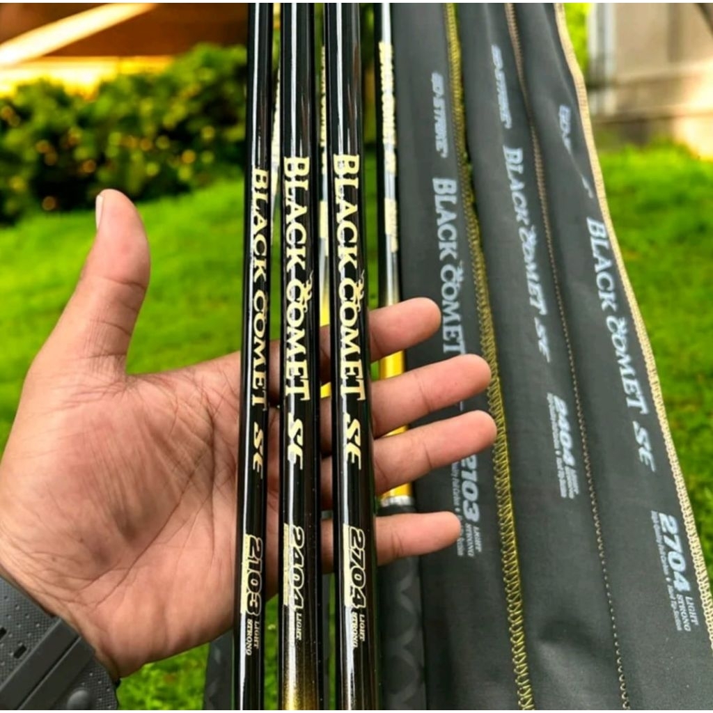 Joran Tegek Black Comet SE Super Kuat dan kaku Carbon solid Premium 210,240,270cm