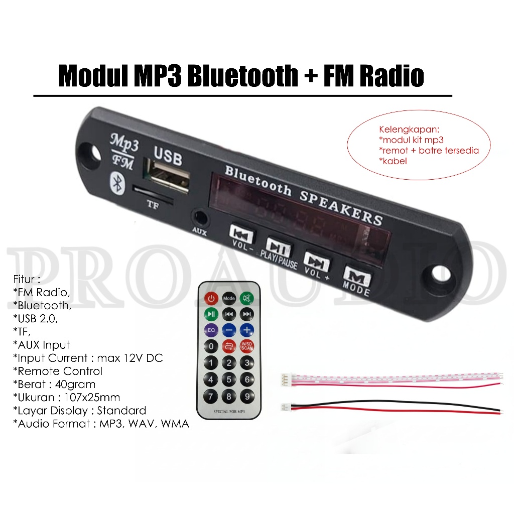 MODUL MP3 BLUETOOTH PLUS FM RADIO / KIT MODUL MP3 BT KIT MP3 KIT PEMUTAR LAGU MP3 USB PLAYER BLUETOO