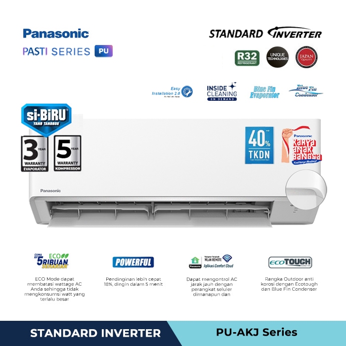 AC PANASONIC INVERTER HEMAT LISTRIK PU5AKJ = 1/2PK / AC PANASONIC INVERTER HEMAT LISTRIK PU9AKJ = 1P