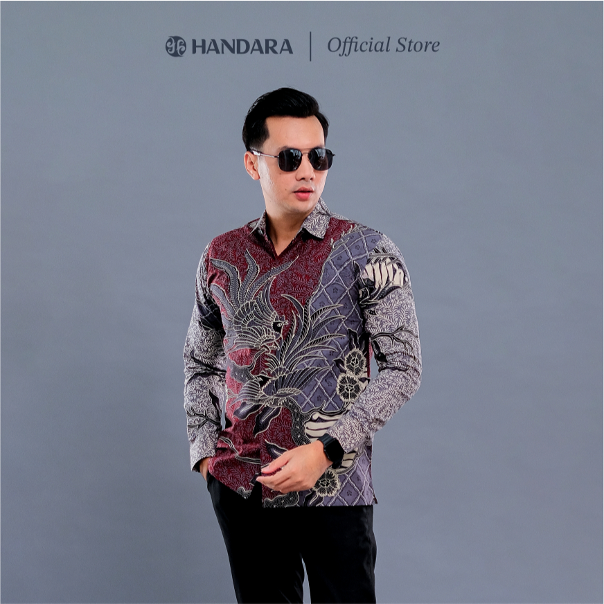 Batik Handara - Jatiasmoro Burgundy Kemeja Pria Furing Erro