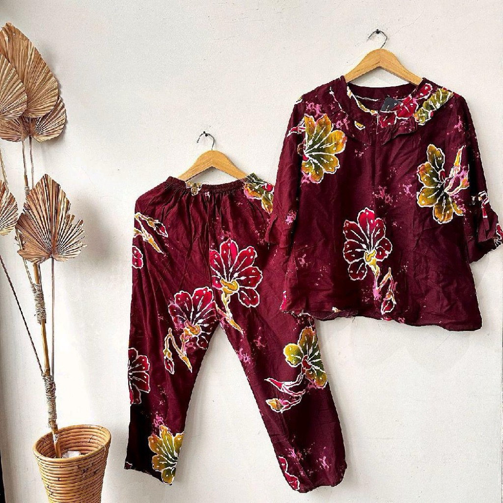 Setelan Celana Panjang Sabrina Teratai Tersanjung Batik Pekalongan Baju Celana Nyaman Panjang Setela