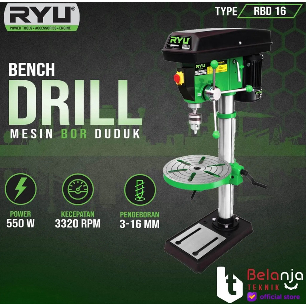 RYU MESIN BOR DUDUK 16mm / Bor duduk ryu rdb16