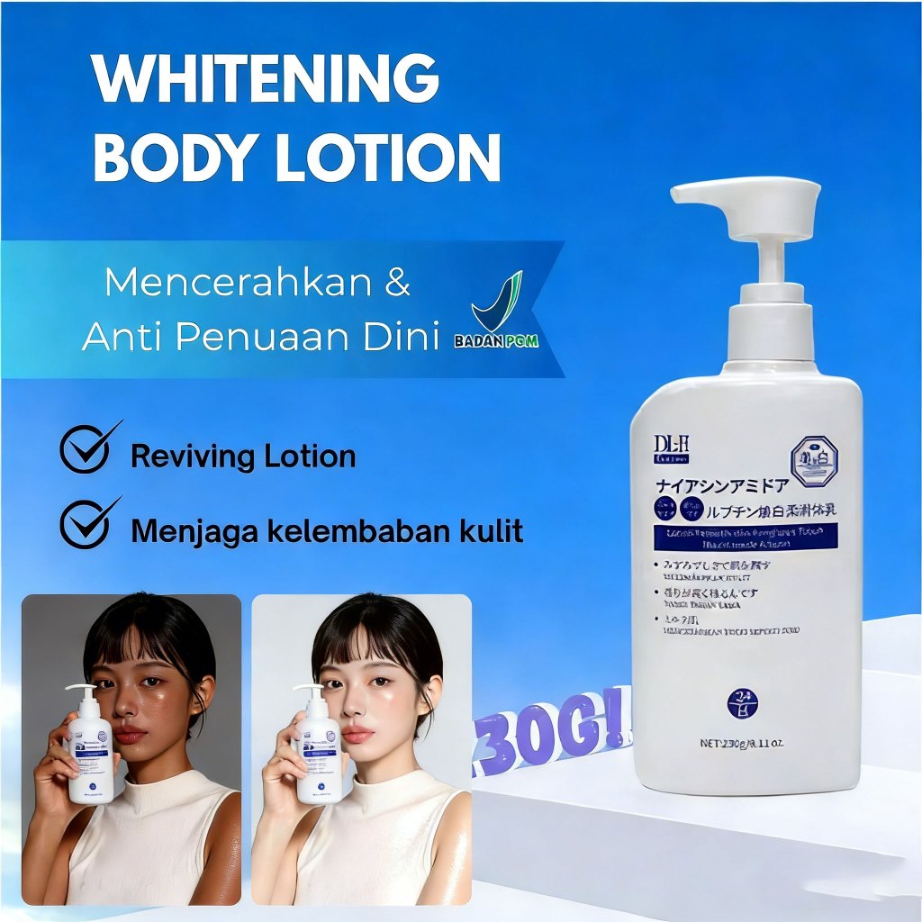 DL-H Brightening Body Lotion 230g Pemutih Dan Pelembab Susu Tubuh Glow Skin Pelembab Badan 100% Oris