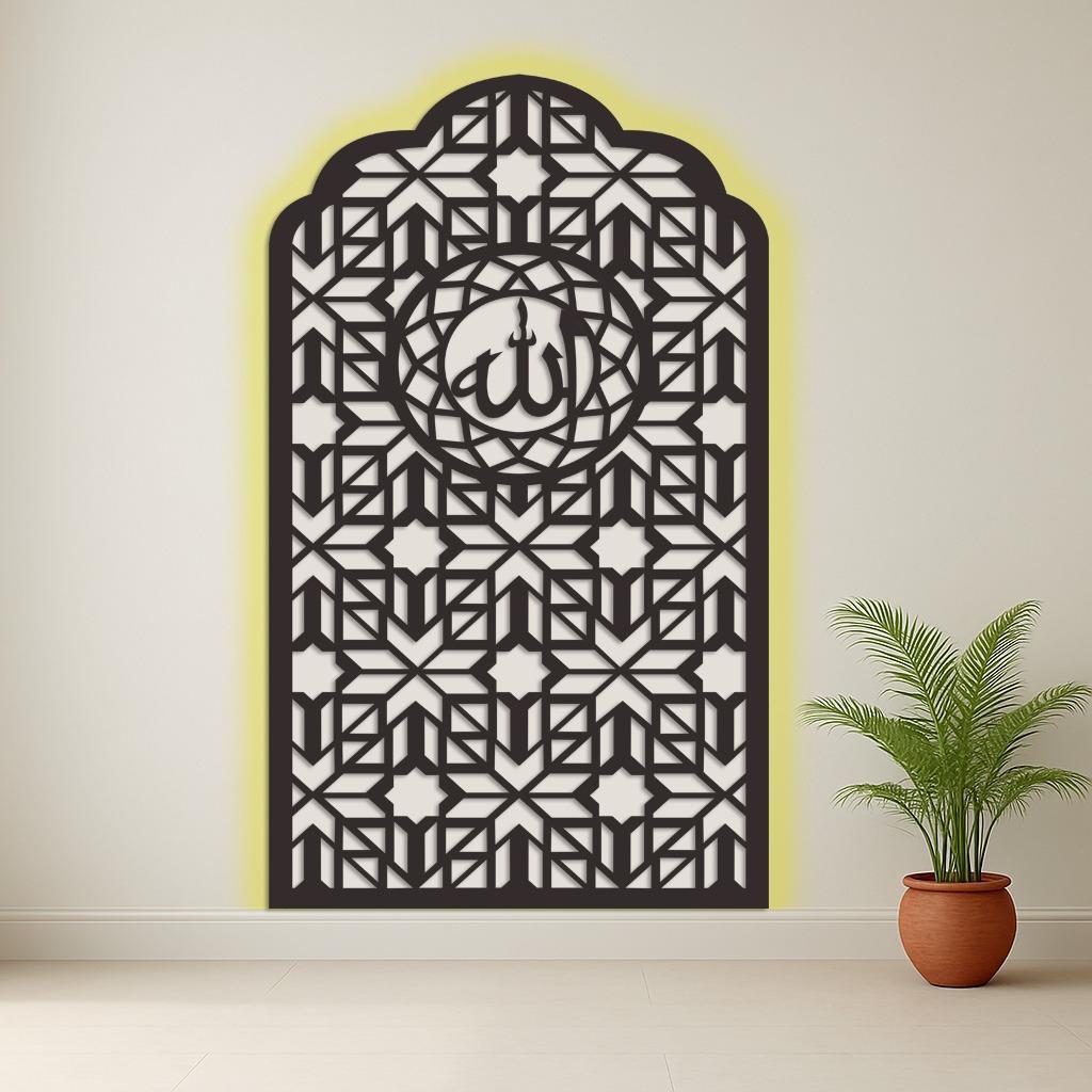 Kalighrafi Kayu - Mihrab Mushola Rumah Minimalis Kaligrafi Kabah Allah