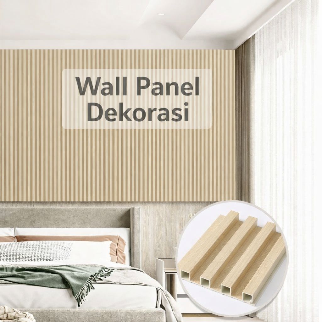1 Lembar Wall Panel PVC / WoodPanel Dinding Motif Kayu 3D Wpc Panel / Wall Panel Ukuran 295cm*16cm*2