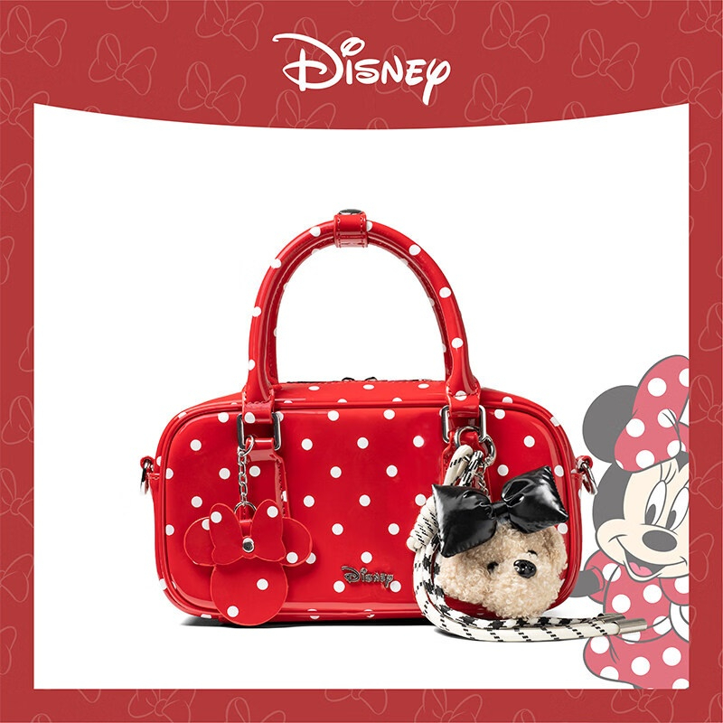 Zhens Store -   Tas Tangan Wanita Original Disney  Canvas Polkadot Kecil Bahu Selempang Hitam Putih 