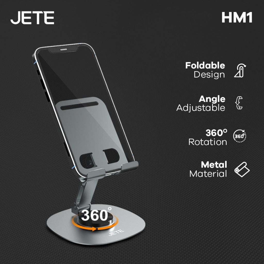 Stand Holder JETE HM1 Dudukan Penyangga Handphone 360 Rotasi Phone Holder HP Metal Universal Stand H