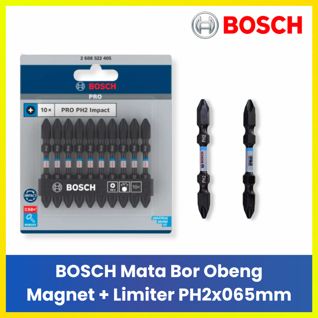 BOSCH Mata Obeng PH2x65mm Impact Ready Magnetic Limiter Gypsum Original Box / Kotak