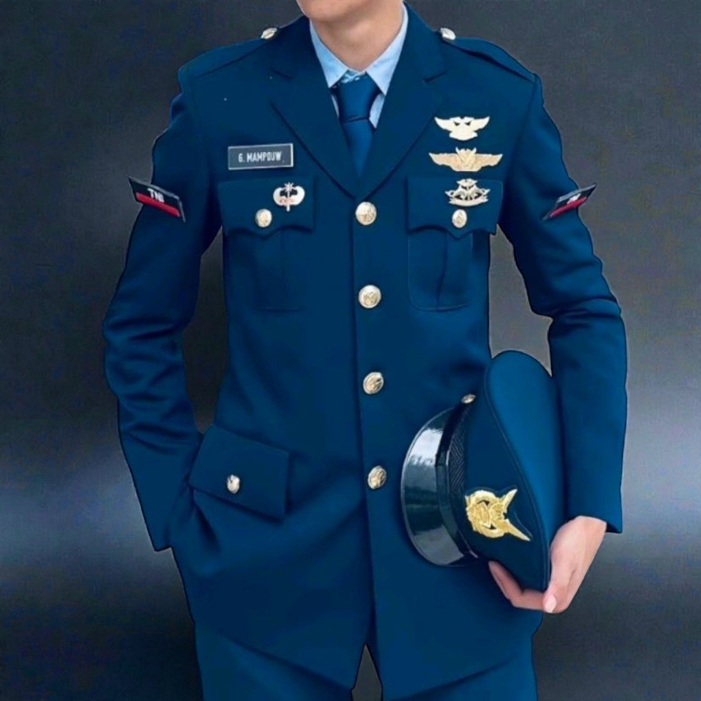 JAS_Seragam PDU 1 TNI AU Baju DINAS TNI AU  Setelan PDU 1 TNI AU kancing logam PDU TNI AU