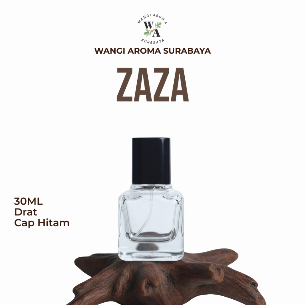 Botol Parfum Zaza 30ML Drat Tutup Hitam - Botol Parfum Kaca Zaza 30ML Drat / Ulir Hitam