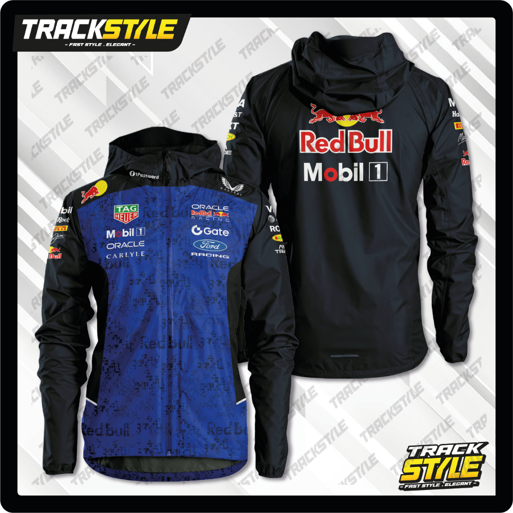 TrackStyle Jaket Racing Taslan Oracle RedBull Racing 2026 F1 Double Layer Waterproof
