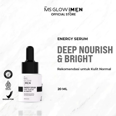 MS GLOW MEN - POWER SERUM - 20 ml | Melembapkan - Mencerahkan Kulit Wajah - Mengontrol Minyak Berleb
