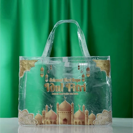 Tas Lebaran Mika Print Gambar Transparan Jumbo UK T30 P40 Tas Ready Stock Parcel Lebaran Idul Fitri