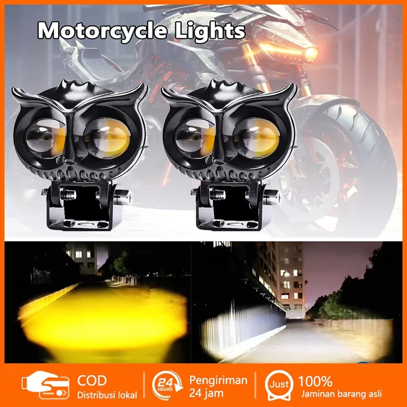 LAMPU TEMBAK LASER LED D2 OWL 2 WARNA PUTIH KUNING JAUH DEKAT SUPER TERANG lampu tembak motor mobil