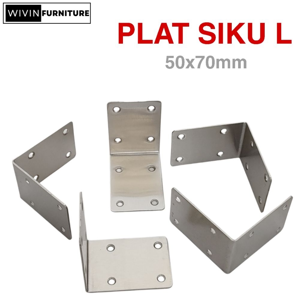 Plat Siku L Stainless Steel 50x70mm Konektor Plat Siku L