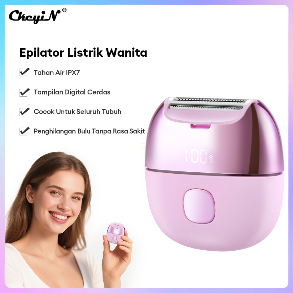 CkeyiN Alat Penghilang Bulu Elektrik Lady Epilator Alat Cukur Rambut Wajah Listrik Wanita