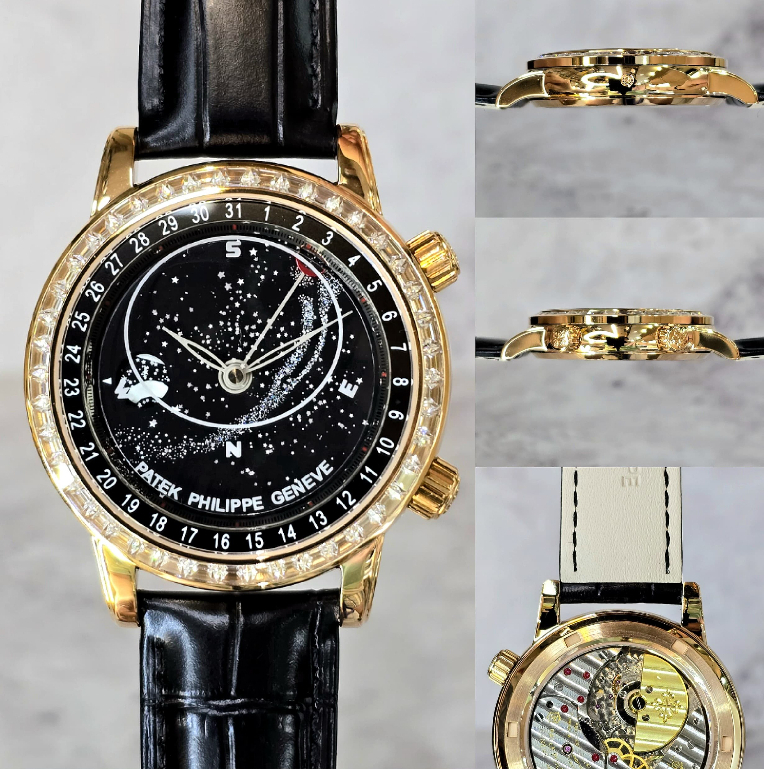 Jam Tangan Pria Patek Philippe Swiss AutomaticMoon Age 6104R Grand Complication Diamond Baguette Cut