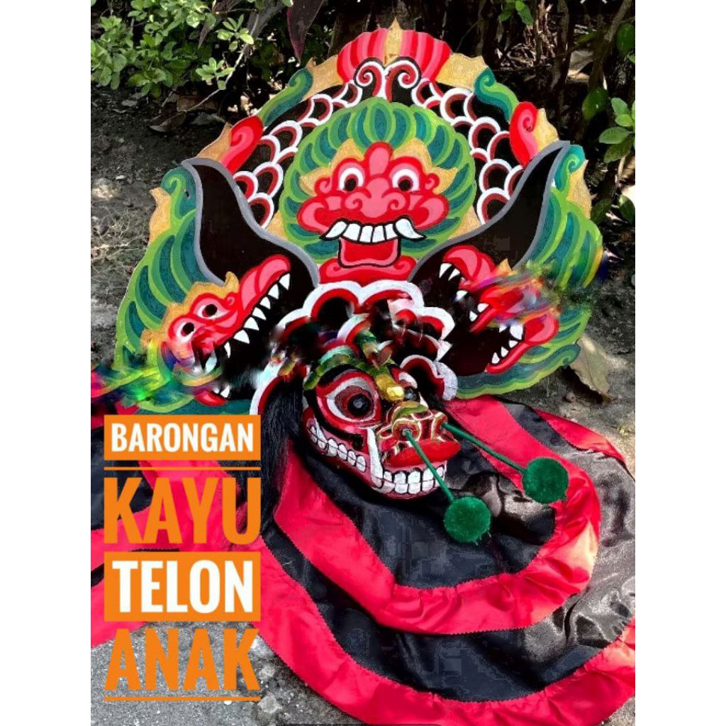 Barongan Telon Kediri Kayu Asli Ukuran 15 | Jamang Talang + Kemul