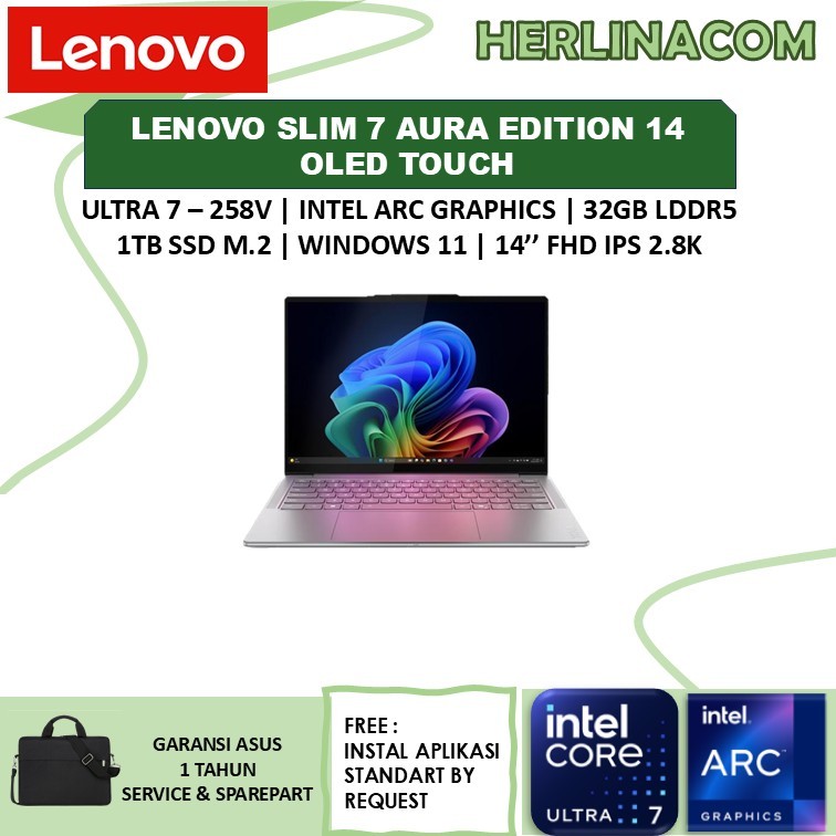 Laptop Lenovo Slim 7 Aura Edition OLED ULTRA 7 258V 32GB 1TB 14''' INCH Touchscreen