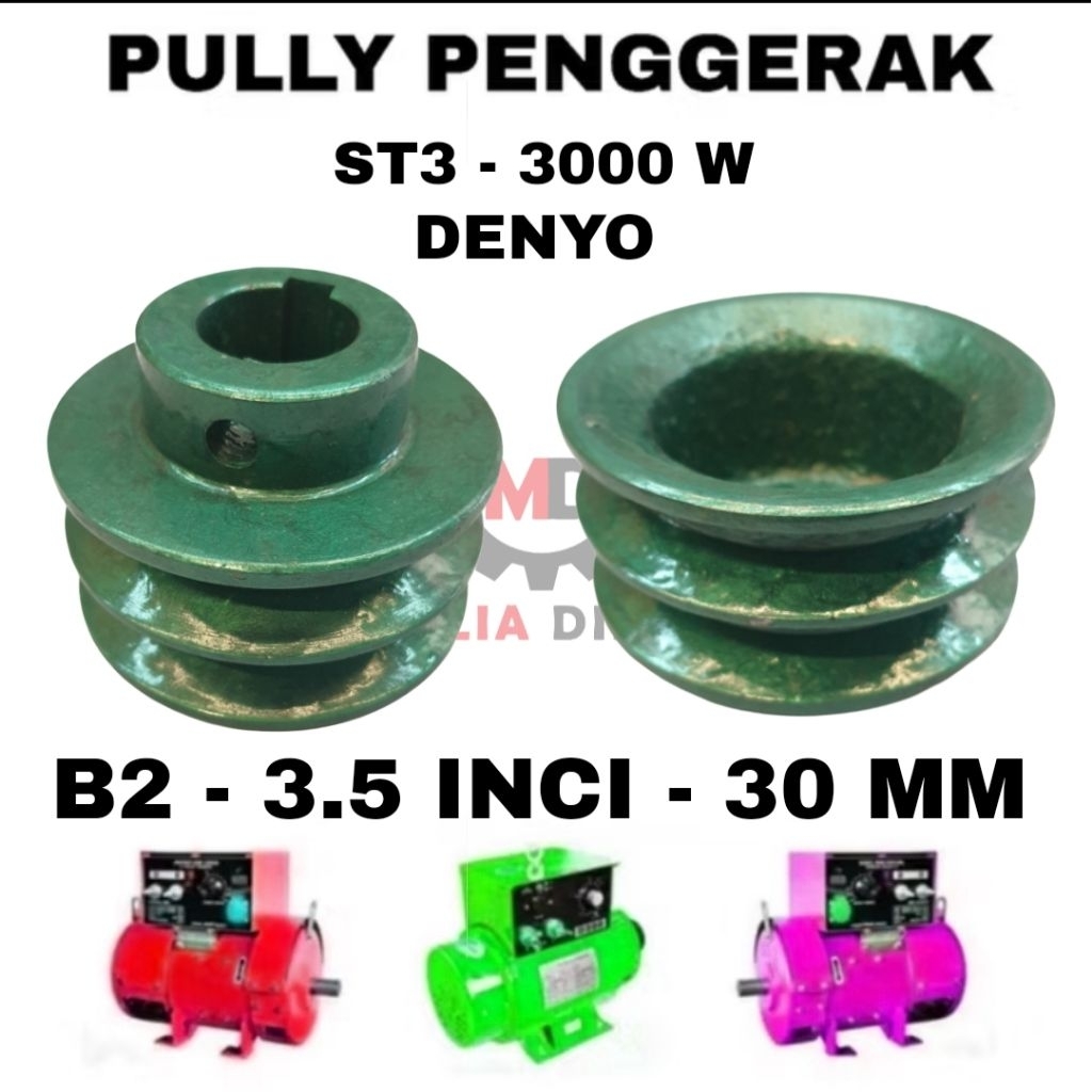 Pully Poli Puli Penggerak Dinamo ST3 3000 WATT Generator Genset B2 3.5 inci 30mm Denyo 30 mm