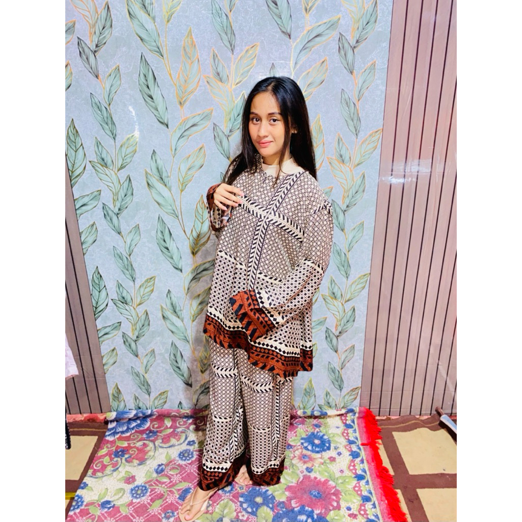 Pajamas One Set Kekinian Rayon Premium Grade A Lengan Panjang