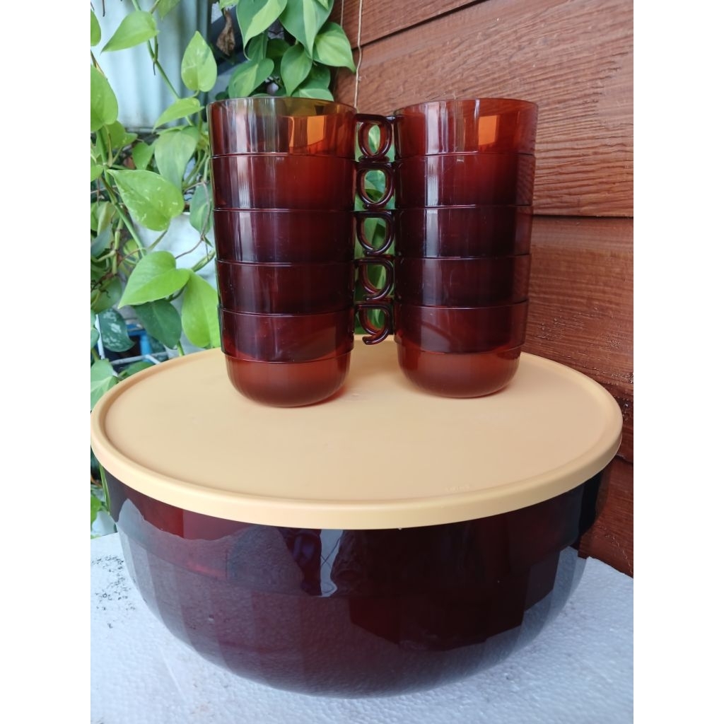 water colour bowl upperware / wtc  set tupperware coklat