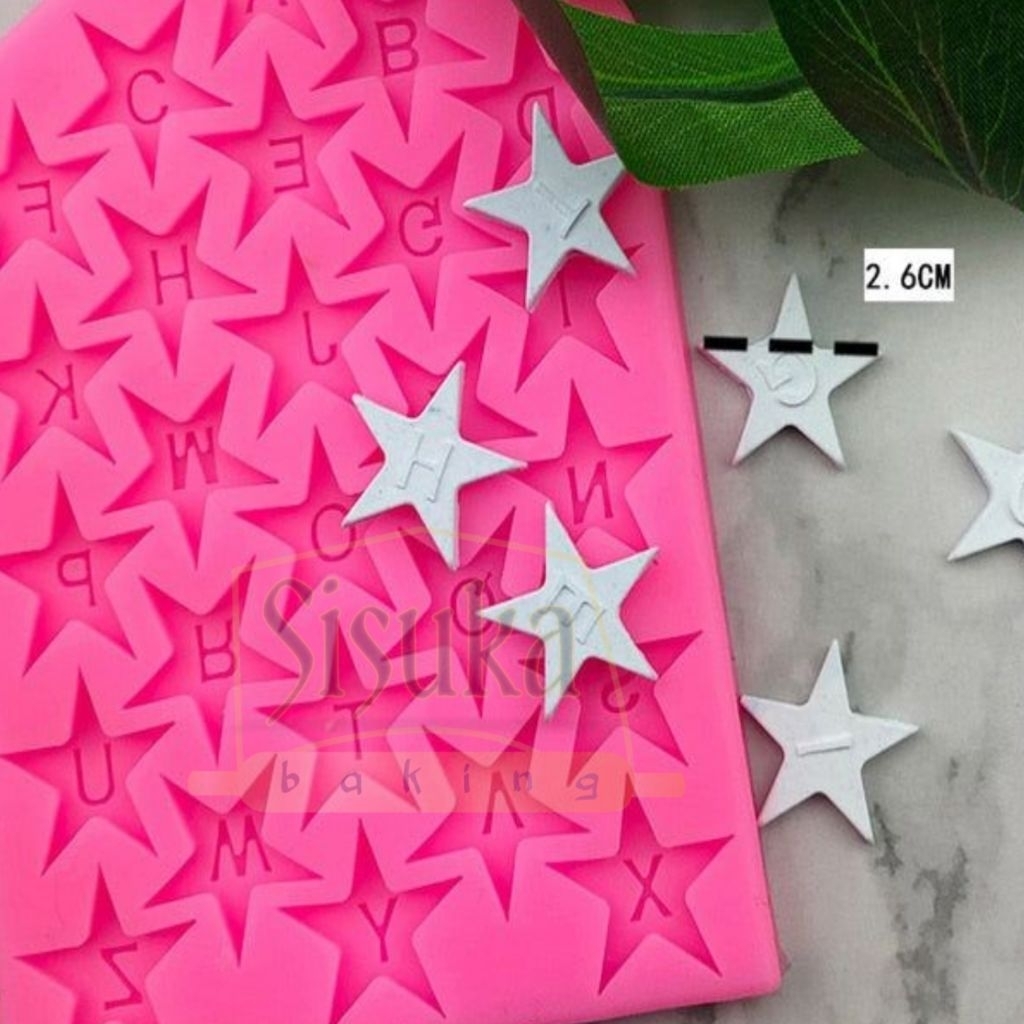 CETAKAN HURUF BINTANG CETAKAN SILIKON HURUF BINTANG/STAR CETAKAN HURUF COKLAT PUDING FONDANT