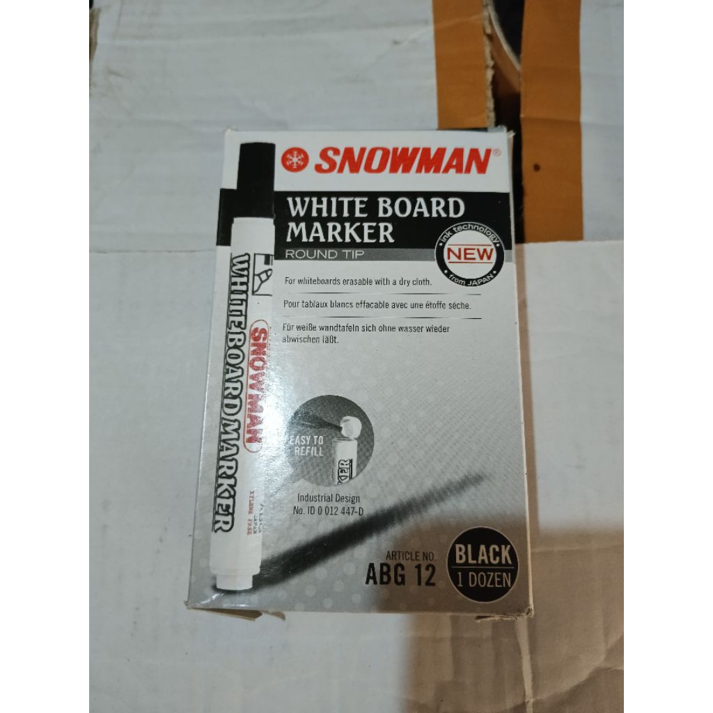 Spidol SNOWMAN WHITE BOARD Isi 12 pcs/1 pak