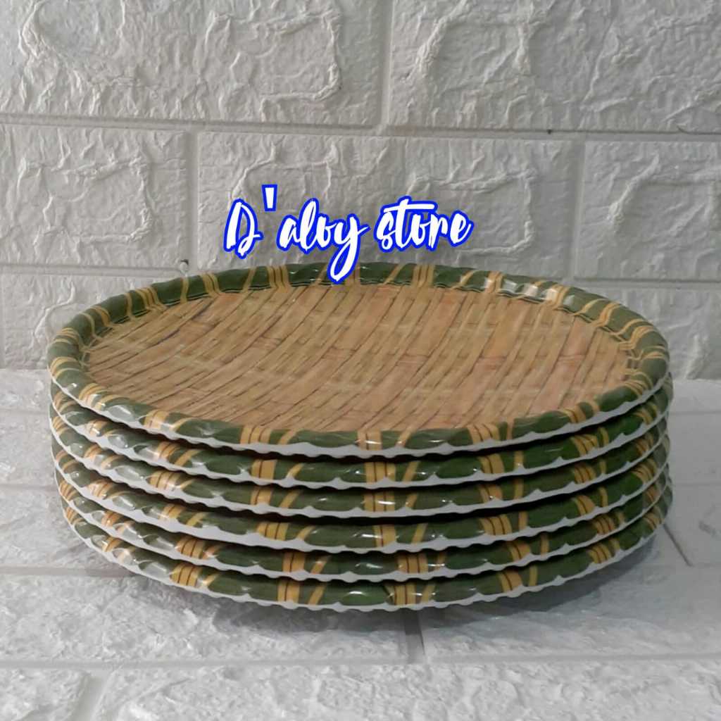 piring melamin motif tikar/ piring saji anyaman | bahan MELAMIN ASLI TEBAL