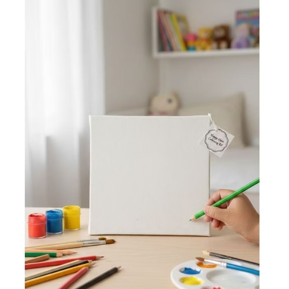 set kain kanvas mewarnai polos/custom satuan - kain kanvas blacu