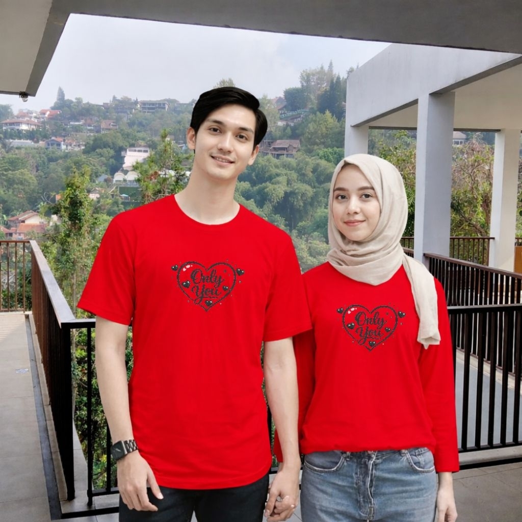 Kaos couple PDLP ONLY YOU SEPAKET SUDAH DAPAT 2 BAJU PRIA LENGAN PENDEK WANITA LENGAN PANJANG