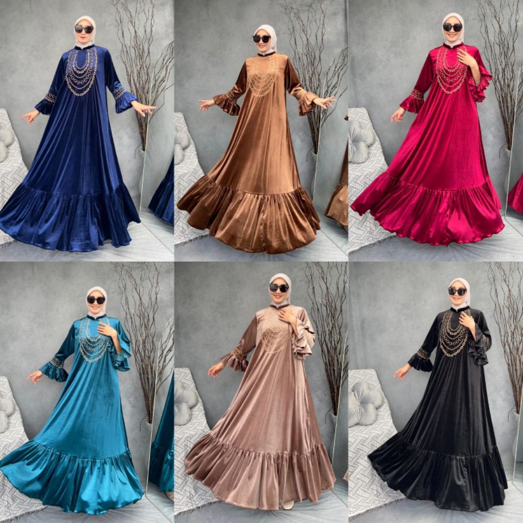 LARISSA ABAYA VELVET BLUDRU IMPORT GAMIS BLUDRU
