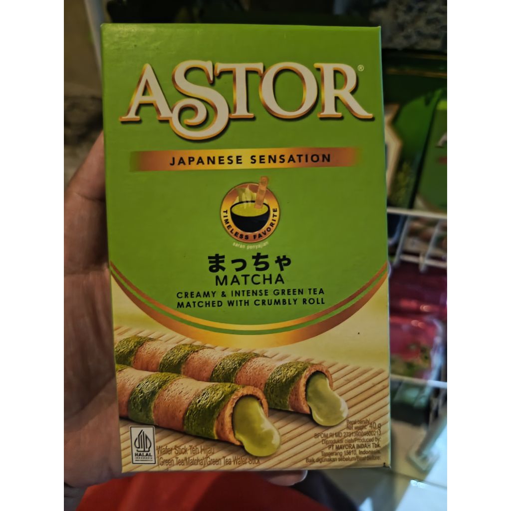 Astor Matcha Wafer Stick | Wafer Gulung Rasa Matcha Premium Renyah