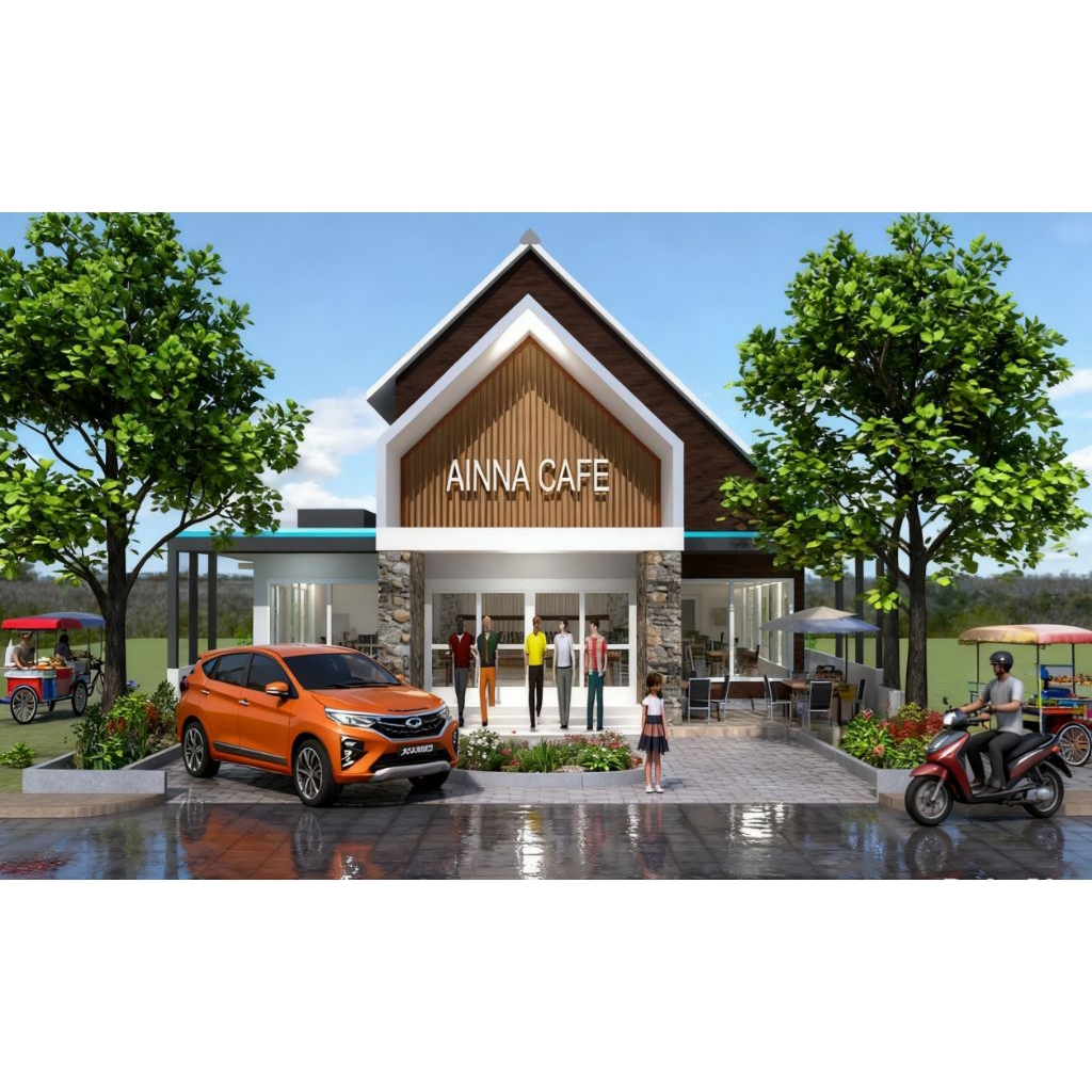 DESAIN CAFE/RESTO 15/25, Paket desain siap bangun, jasa desain rumah, desain rumah minimalis, gambar