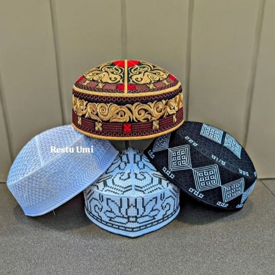 peci pakistan original full bordir /Peci Pakistan motif Terbaru