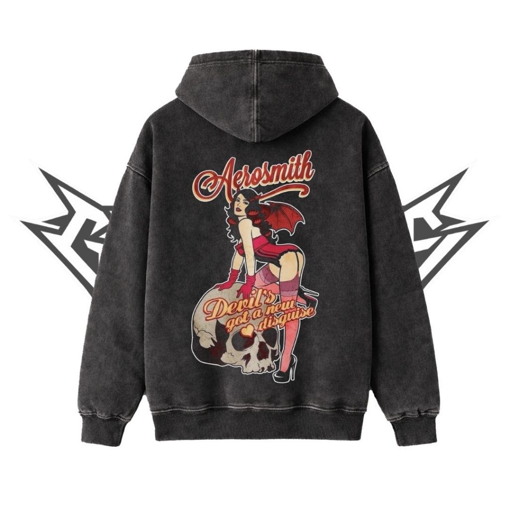 Glatosphere "Aerosmith" Stone Wash Hoodie | Washing | Jaket | Hoodie Band