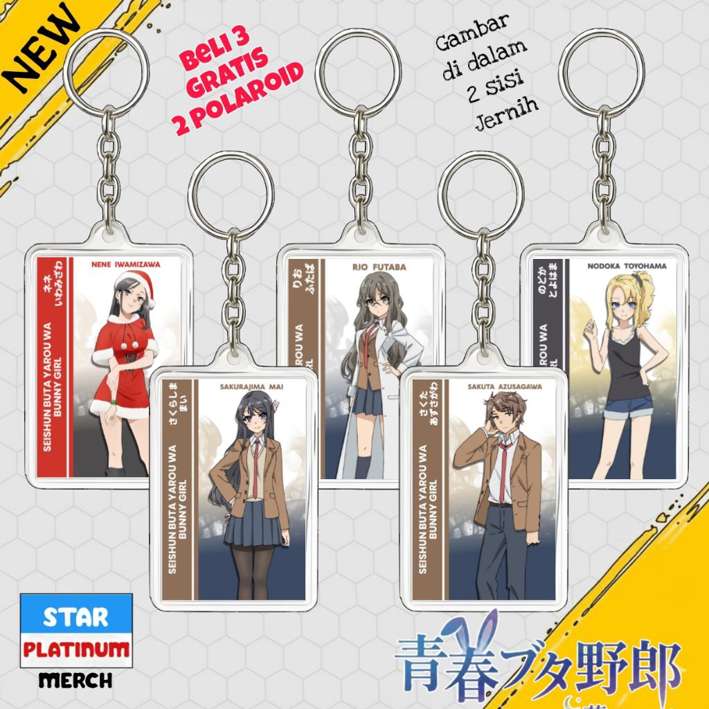 Gantungan Kunci Seishun Buta Yarou wa Bunny Girl Senpai - Keychain Seishun Buta Yarou - Ganci Anime 