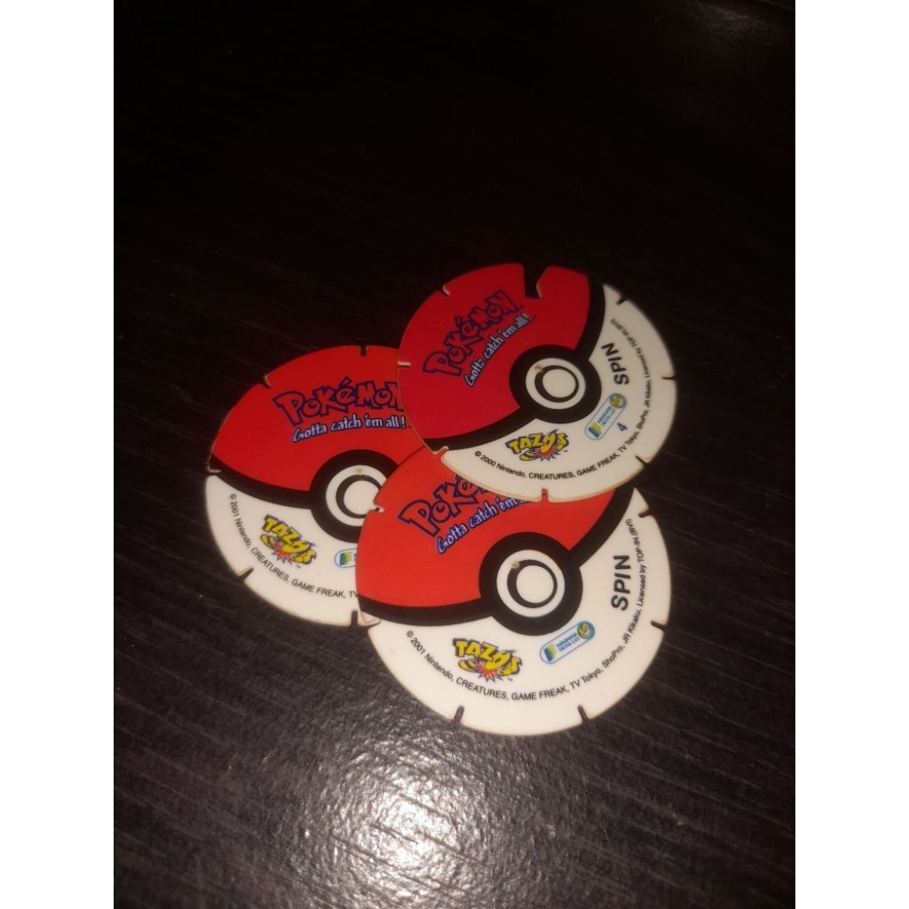 Sepaket 3 Tazos Pokemon Spin - Charmander, Farfetch'd, Caterpie