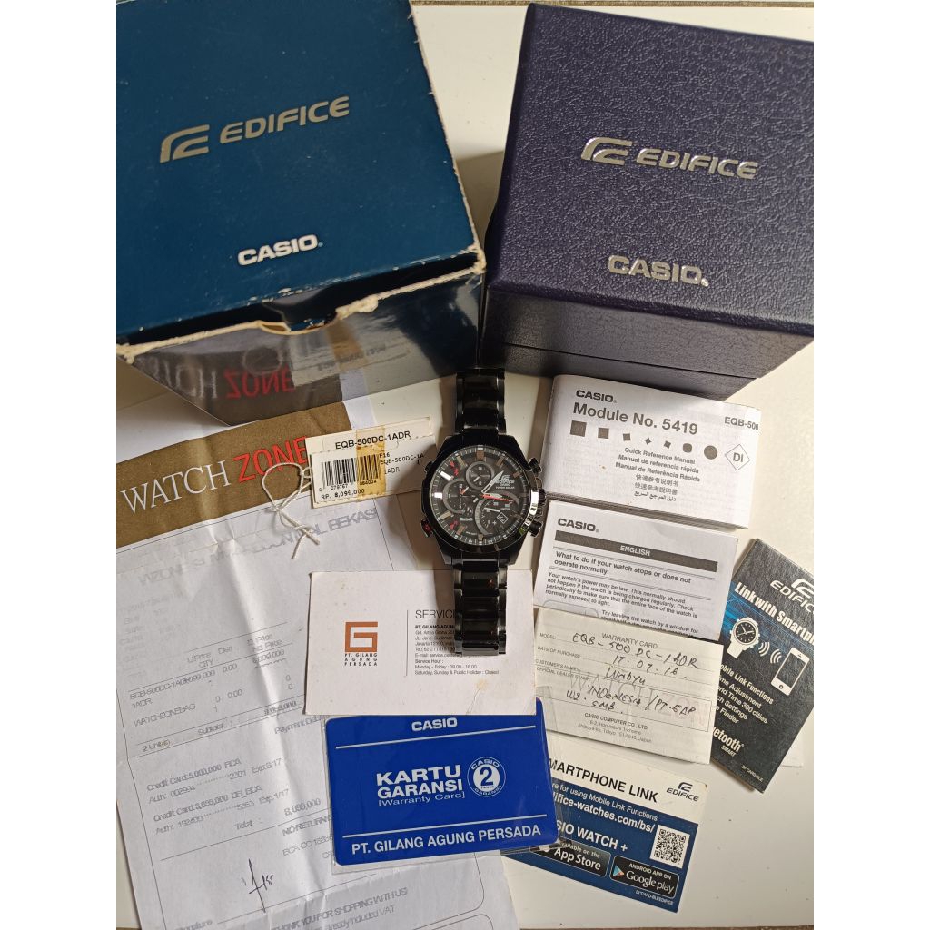 Casio Edifice EQB-500DC-1ADR Bluetooth Smart Solar Powered original bekas bagus normal semua  fulset