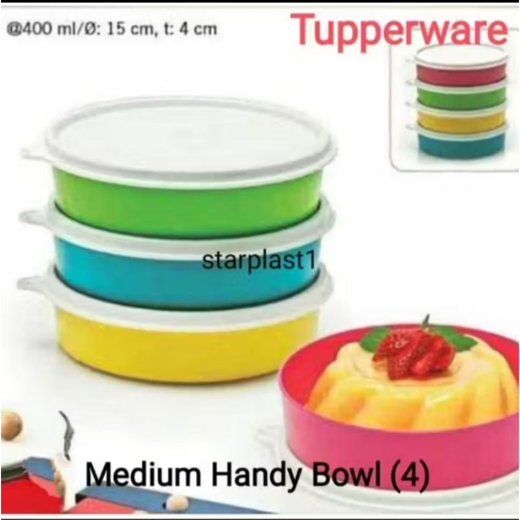 Tupperware medium handy bowl 400ml 4pcs mix warna