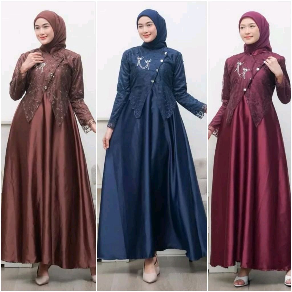 (ADA JUMBO) Dress Gamis Modern Sahara Gamis Pesta Kondangan Kekinian Baju Bridesmaid Seragam Gamis L