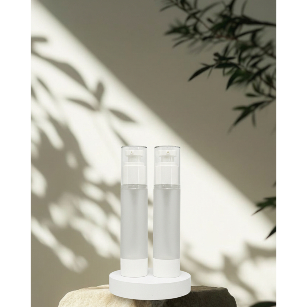 KEMI.ID Botol Skincare Airless Pump Jamur 50 ml Material AS Frosted Lotion Pump 50 mL