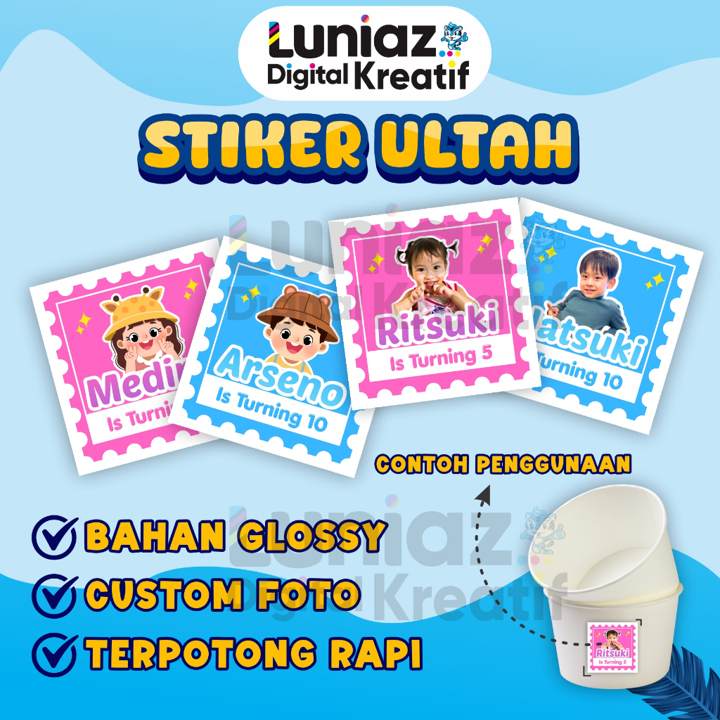 CETAK STIKER ULANG TAHUN KOTAK | STIKER ULTAH | STIKER MURAH | STIKER CHROMO