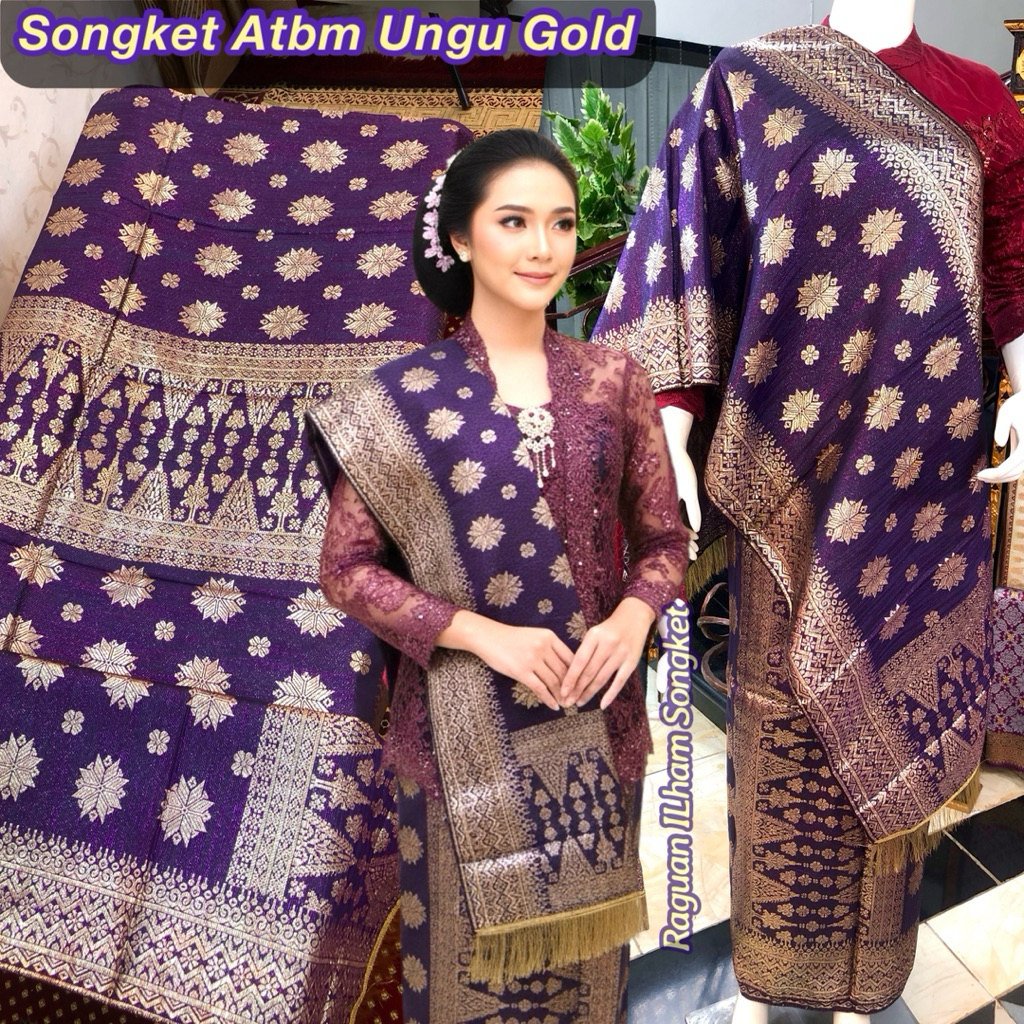 Songket Tenun Atbm Cantik Manis Ungu / songket Tenun Mesin palembang / Songket pengantin