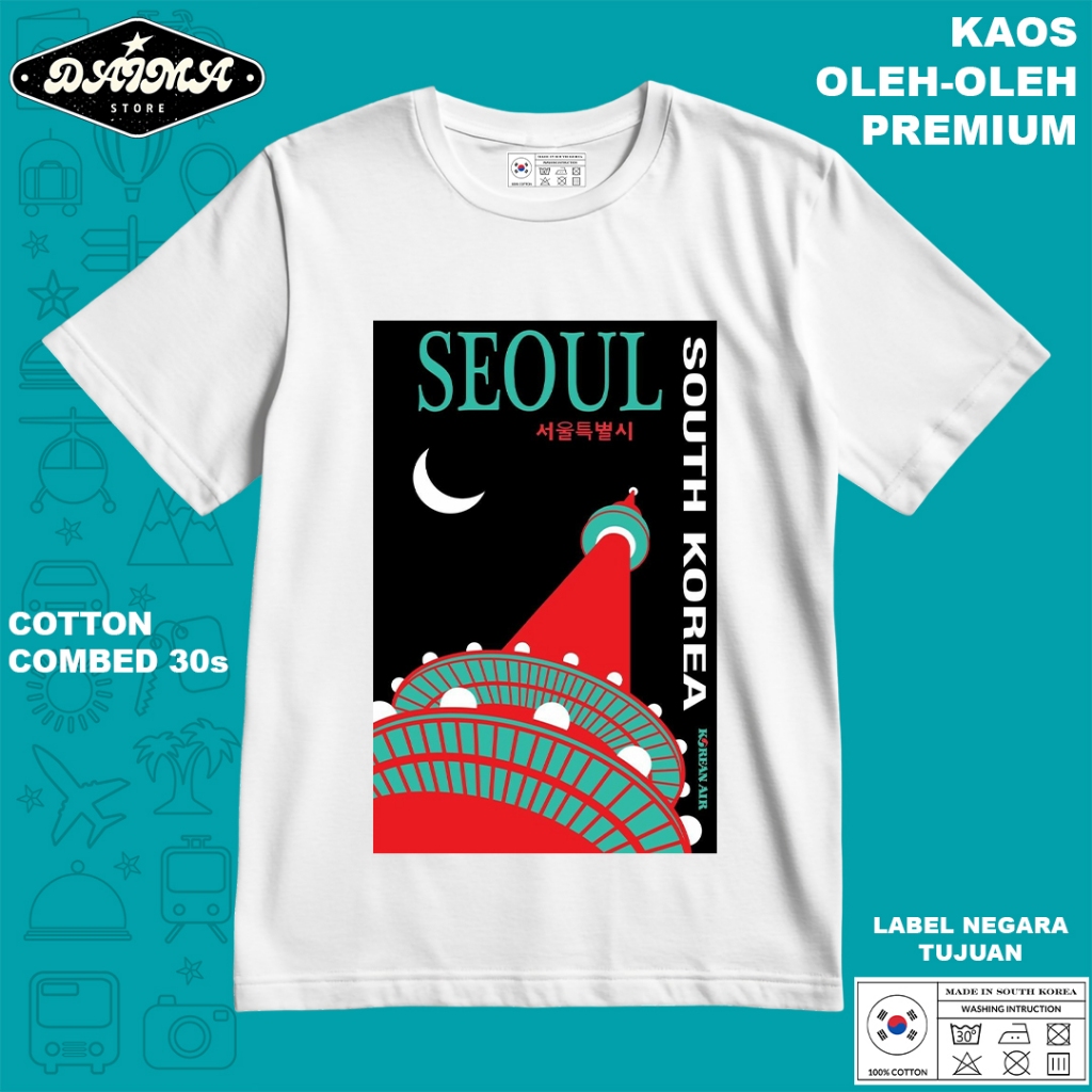 KAOS OLEH OLEH KOREA 4 PAKAI TAG LABEL KOREA ASLI BAJU SOUVENIR PREMIUM GIFT